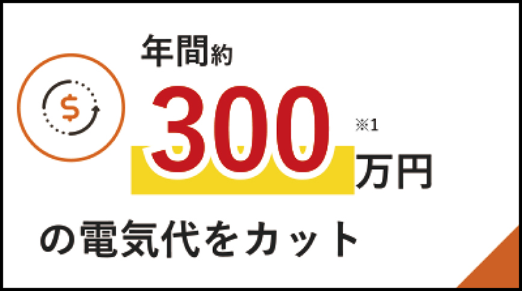 年間約300万円（※1）の電気代をカット